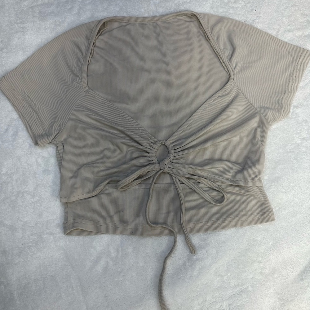 *SHEIN* Stylish Cream Tied Women's Crop Top
